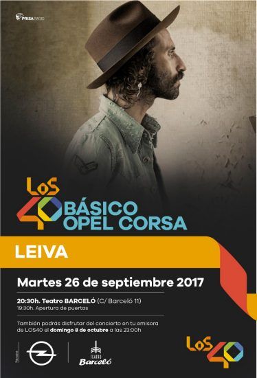 Leiva próximo artista en directo de Los 40Básico Opel Corsa Leiva próximo artista en directo de Los 40Básico Opel Corsa