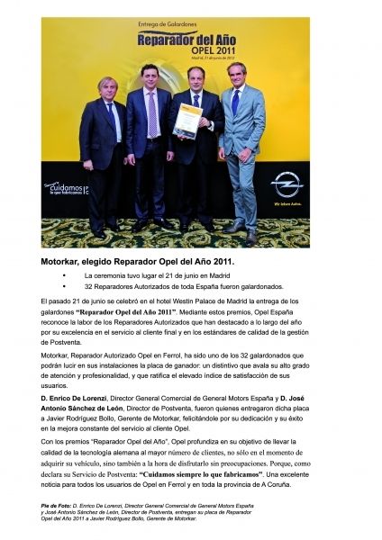 OTRA VEZ HEMOS SIDO ELEGIDOS "REPARADOR DEL AÑO" OTRA VEZ HEMOS SIDO ELEGIDOS "REPARADOR DEL AÑO"