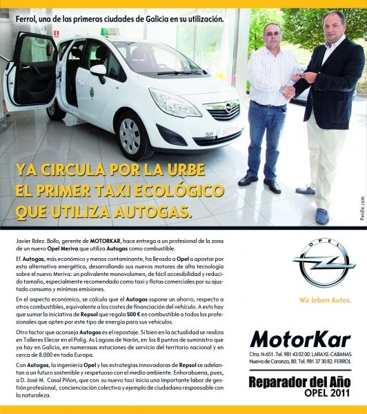 YA CIRCULA POR FERROL EL PRIMER TAXI ECOLOGICO DE AUTOGAS YA CIRCULA POR FERROL EL PRIMER TAXI ECOLOGICO DE AUTOGAS