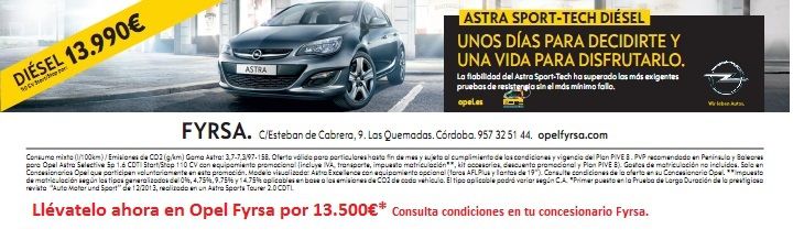Aprovecha la Oportunidad. Últimas unidades del Opel Astra a 13.500€* Aprovecha la Oportunidad. Últimas unidades del Opel Astra a 13.500€*