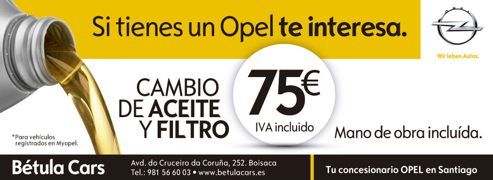 Cambio de Aceite y Filtro por 75€ (IVA y Mano de Obra Incluido) Cambio de Aceite y Filtro por 75€ (IVA y Mano de Obra Incluido)