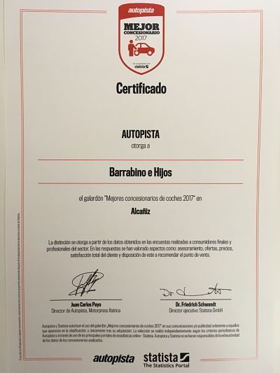 C.O CITROËN BARRABINO E HIJOS S.L Entre los 50 Concesionarios más valorados en España por satisfacción y calidad de Servicio. C.O CITROËN BARRABINO E HIJOS S.L Entre los 50 Concesionarios más valorados en España por satisfacción y calidad de Servicio.